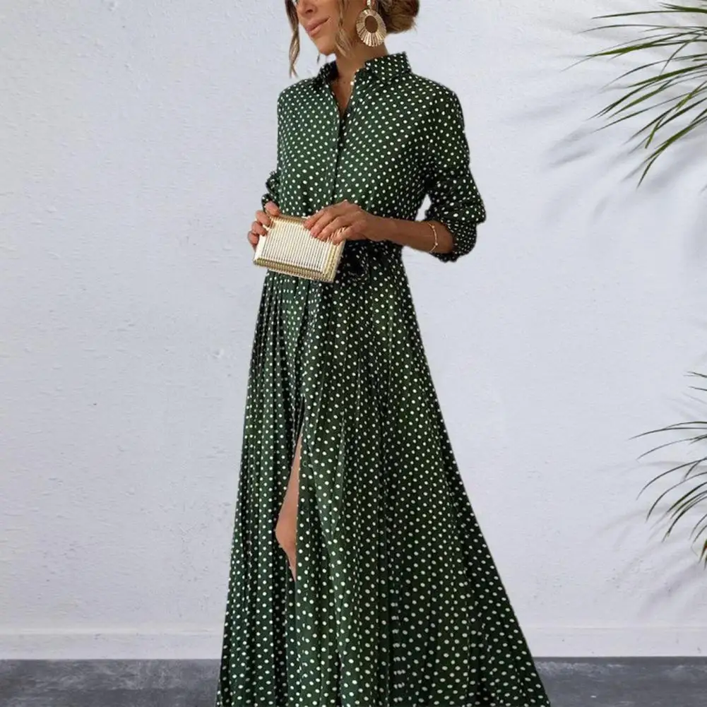 

A-line Maxi Dress Bohemian Style Maxi Dress with Stand Collar Big Split Hem Women's Evening Dress with Short Sleeves for Prom