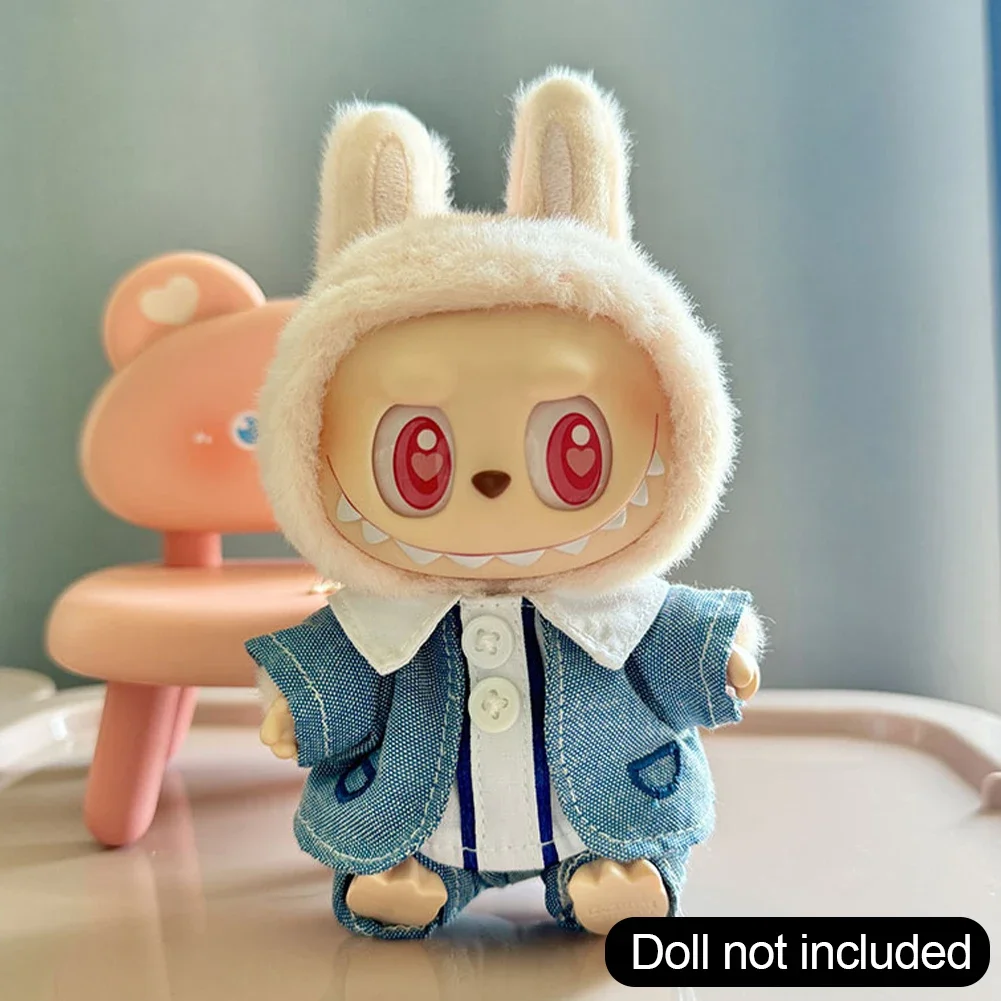 17cm Labubu doll clothing hoodie doll clothing color matching doll accessories cute decoration clothes