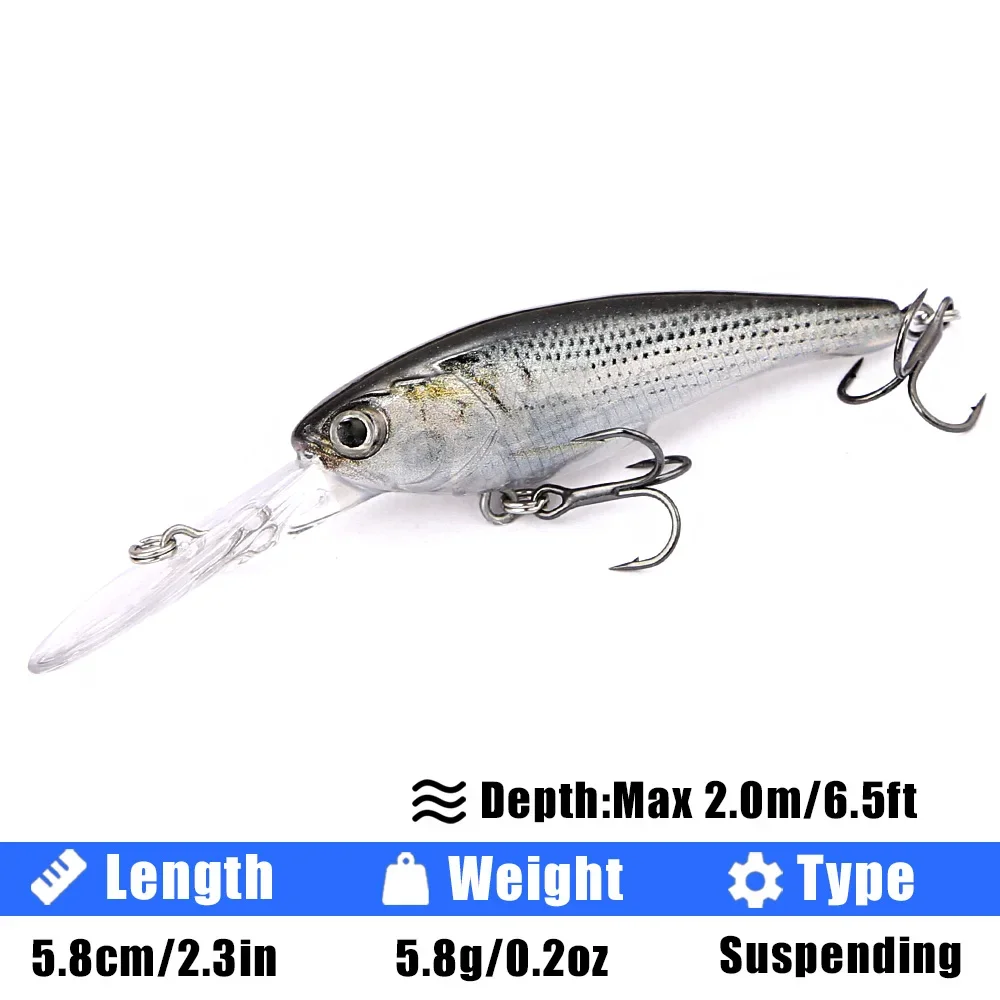 B&U Suspending Minnow 3D-Druck Shad Harter Köder Künstlicher Angelköder Jerkbait Wobbler Bass Pike Swimbait Angelköder