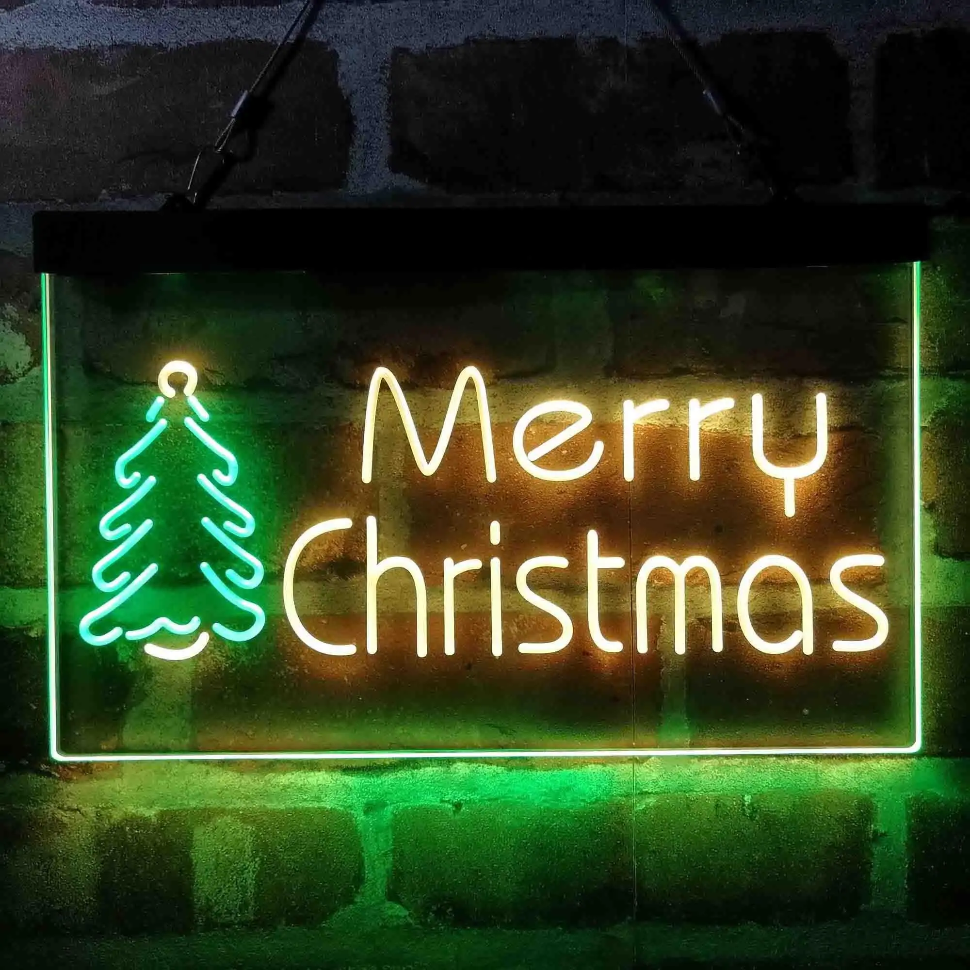 Merry Christmas Trees Dual Color Led Neon Sign st6-i4118