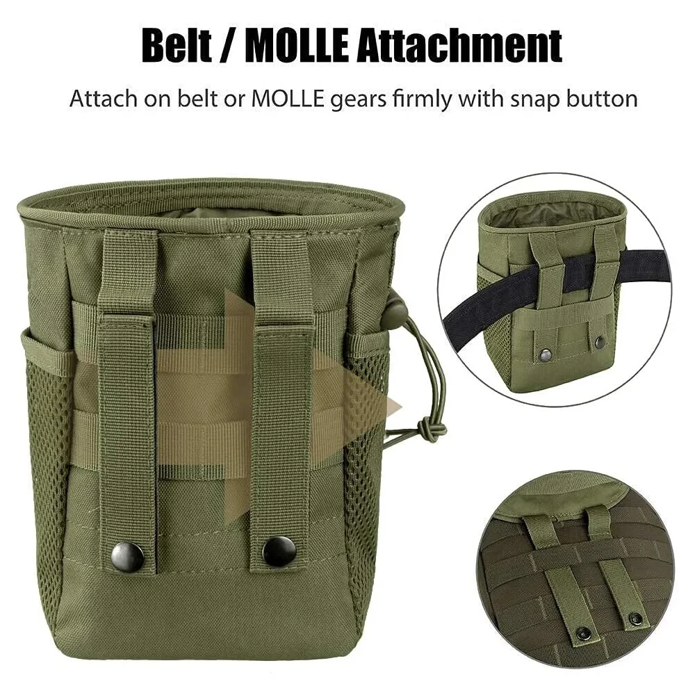 Tactical Molle Dump Pouch,Hunting Magazine Recovery Pouch Drastring Ammo Bag Belt Waist Fanny Pack Adjustable Holster Bag