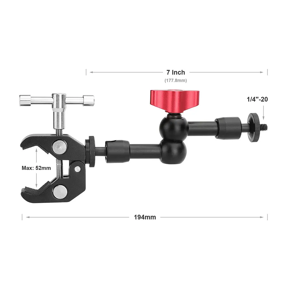 Kimrig 7 "11" inch 360 artikulieren der magischer Arm 1/4 Mount Super Clamp Krabben zange Clip für LED-Licht LCD-Monitor Blitzlicht – Detail 4