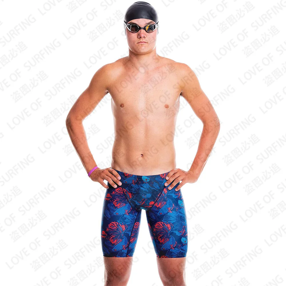 New Men's Water Professional Disturber Swimming Training Surfing Swim Pants Summer Quick Drying Shorts Print Design Customizable