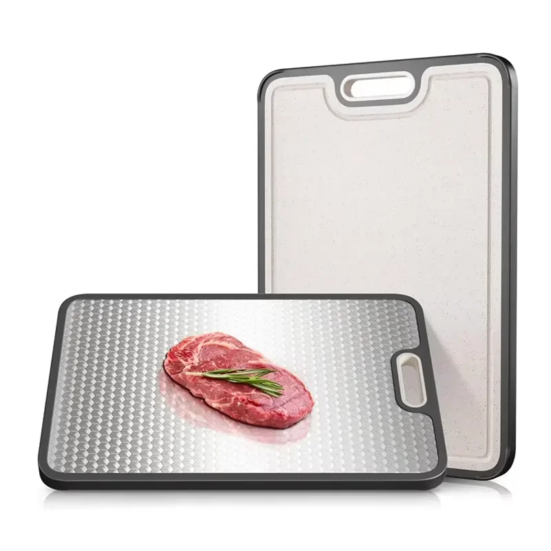 Mesh Design Non Toxic Stainless Steel Cutting Board Double Sided Metal Chopping Block Titanium Kitchen Large Prep Surface