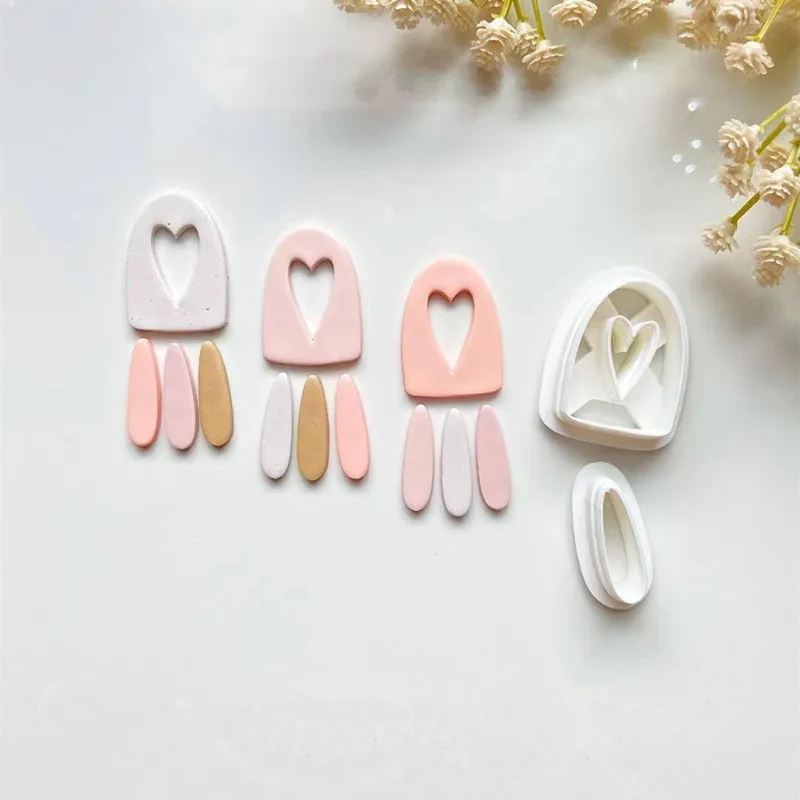 Soft Pottery Polymer Clay Cutter Geometric Figure Mold for DIY INS French Earrings Jewelry Making Embossing Modeling Tool