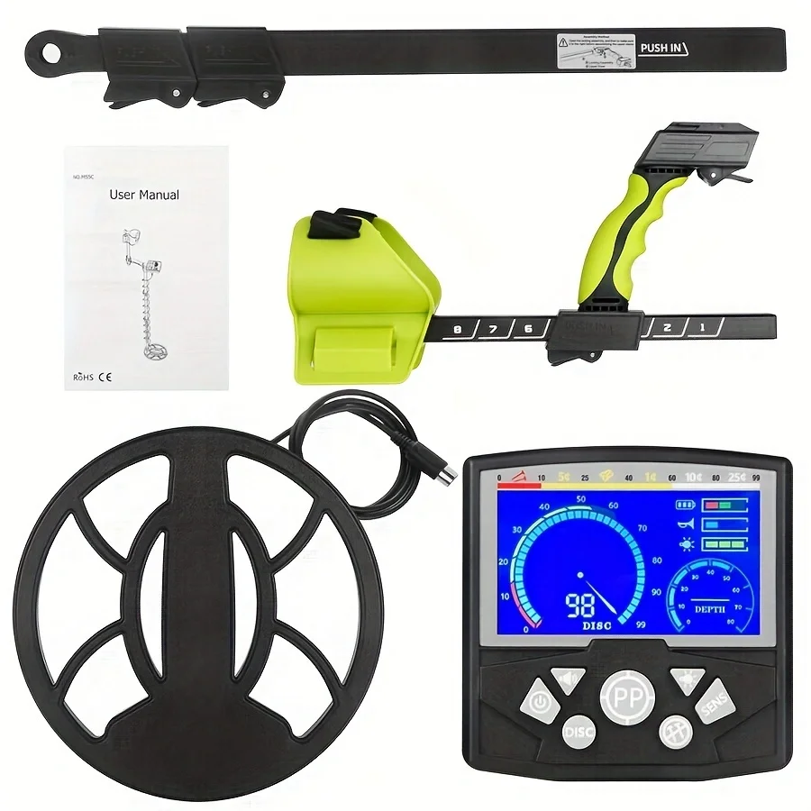 Metal Detector for Adults Analog Pointer Metal Detector with LCD Screen 10\'\' Waterproof Coil Adjustable All Metal&Disc&Pinpoint