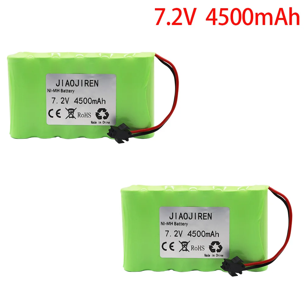 7.2v 4500mAh AA akumulator Nimh ze złączem SM do zabawki zdalnie sterowane samochodów czołgi Robot Gun 7.2v akumulator 3000mAh do zdalnie sterowana łódka Rc