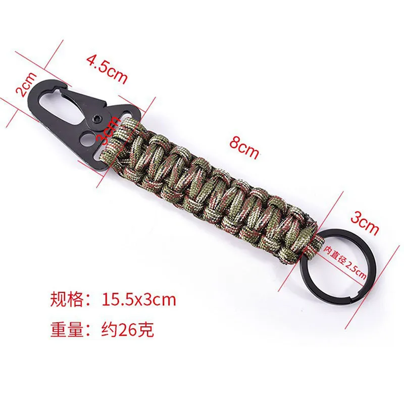 Tactical Nylon Paracord Keychain Clip Multi Purpose Carabiner Hook Sleeve for Outdoor Training Camping Hunting Hiking Gear Tool
