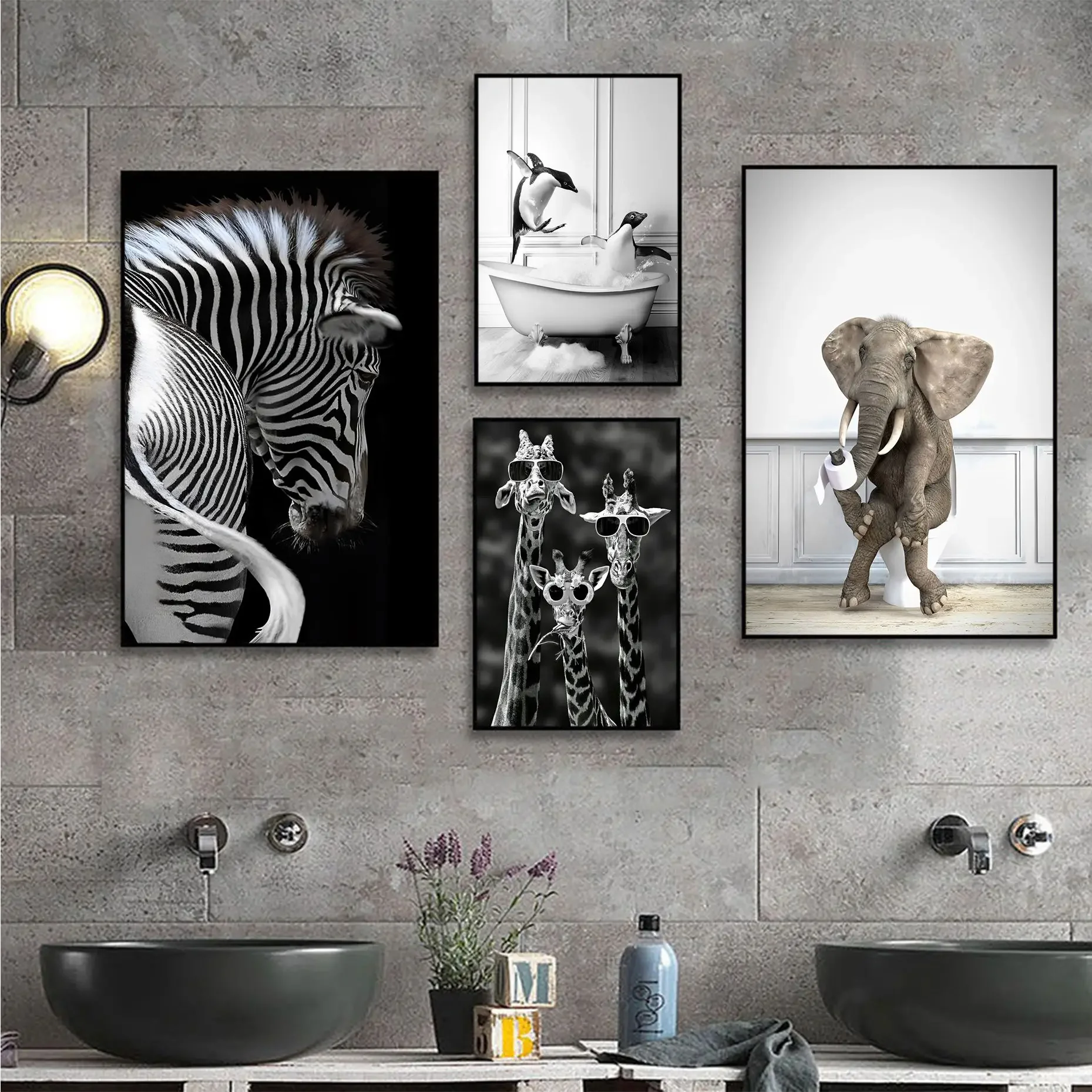 

Funny Animals Whitepaper Poster Waterproof Paper Sticker Coffee House Bar Posters Wall Stickers