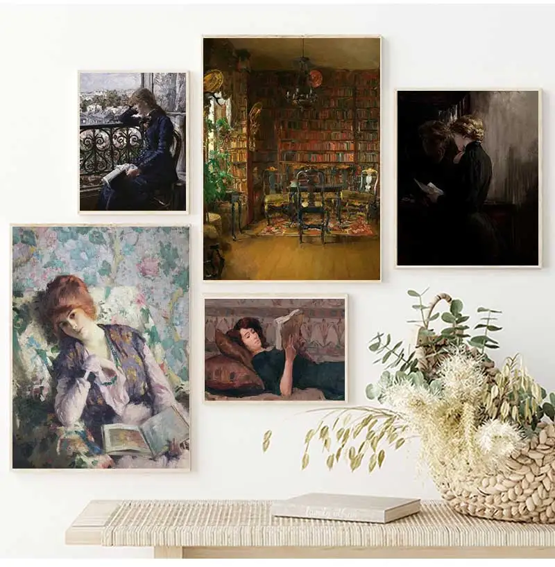 Scandinavian Vintage Wall Art Rustic Female Portrait HD Canvas Oil Painting Posters and Prints Home Bedroom Living Room Decor