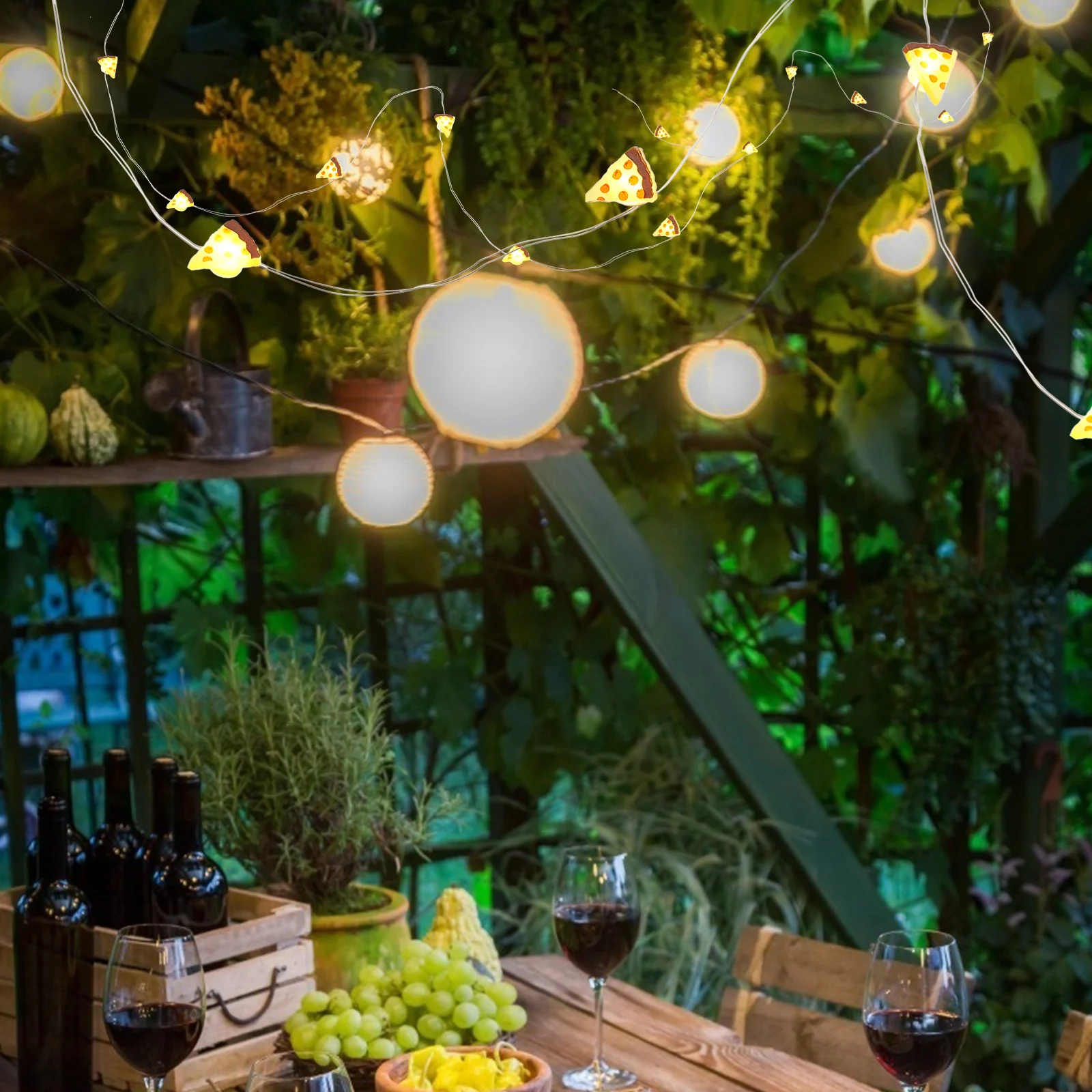 

20 Leds Mini Pizza Shape String Fairy Lights Operated Copper Wire Party Garden Bedroom Outdoor Lighting Decoration