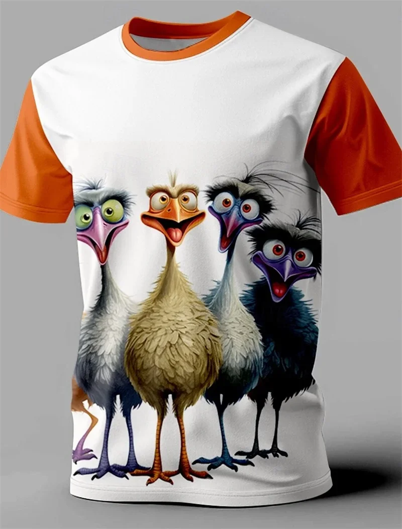 Animal Funny Casual Tshirts For Men Full Printed Short-sleeved Round Neck Summer Tee Shirts Clothing Men's  T Shirt Homme