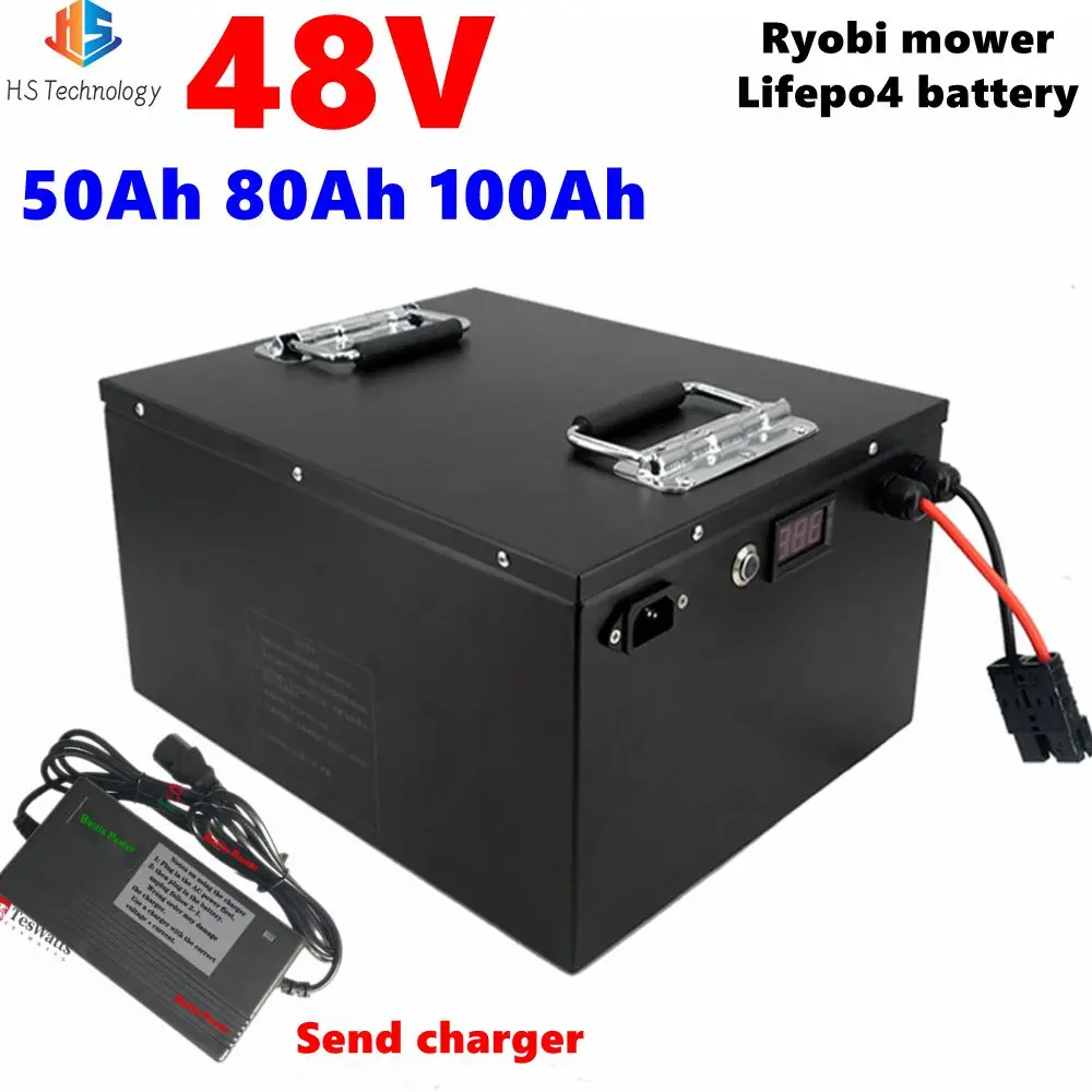 HS 48V 50AH 80Ah 100Ah Lifepo4 lithium battery pack for Ryobi RM480e RM300e ZT480ex 300MV Zero Turn riding mower