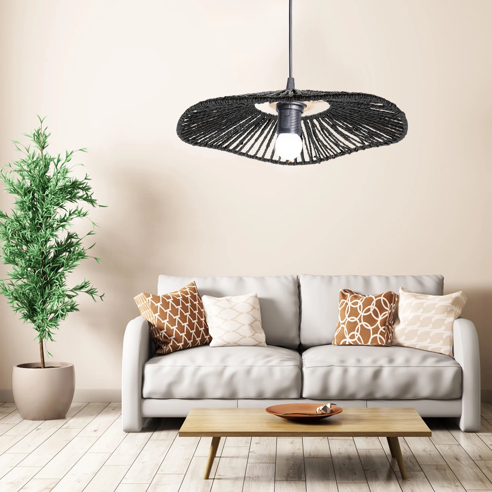 

Woven Lamp Shade Decorative Light Cover for Ceiling Pendant Chandeliers Durable Reusable Natural Paper Rope Rattan