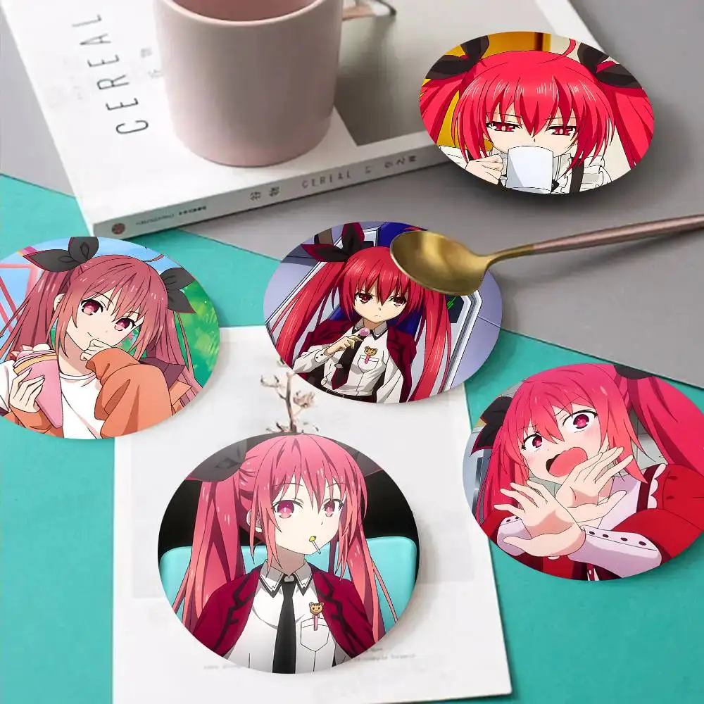 1pc Kotori Itsuka Anime Characters Wooden Coaster Colour Printing Cup Mat Home Desk Decoration Gifts