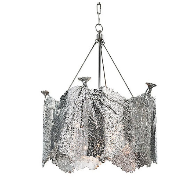 Lower City Park in New York imported neoclassical cloud fan coral copper gilt chandelier silver