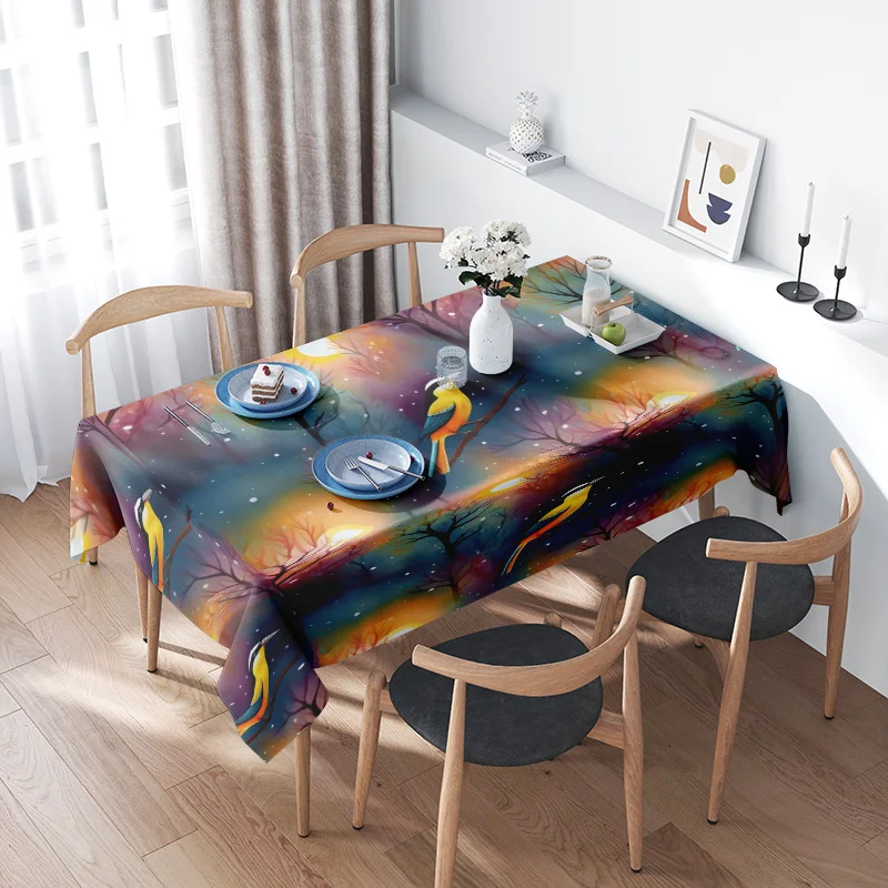 Mantel multicolor abstracto - Diseño de cielo nocturno cósmico - Adecuado para mesas de comedor de decoración del hogar - Hecho de materiales de alta calidad