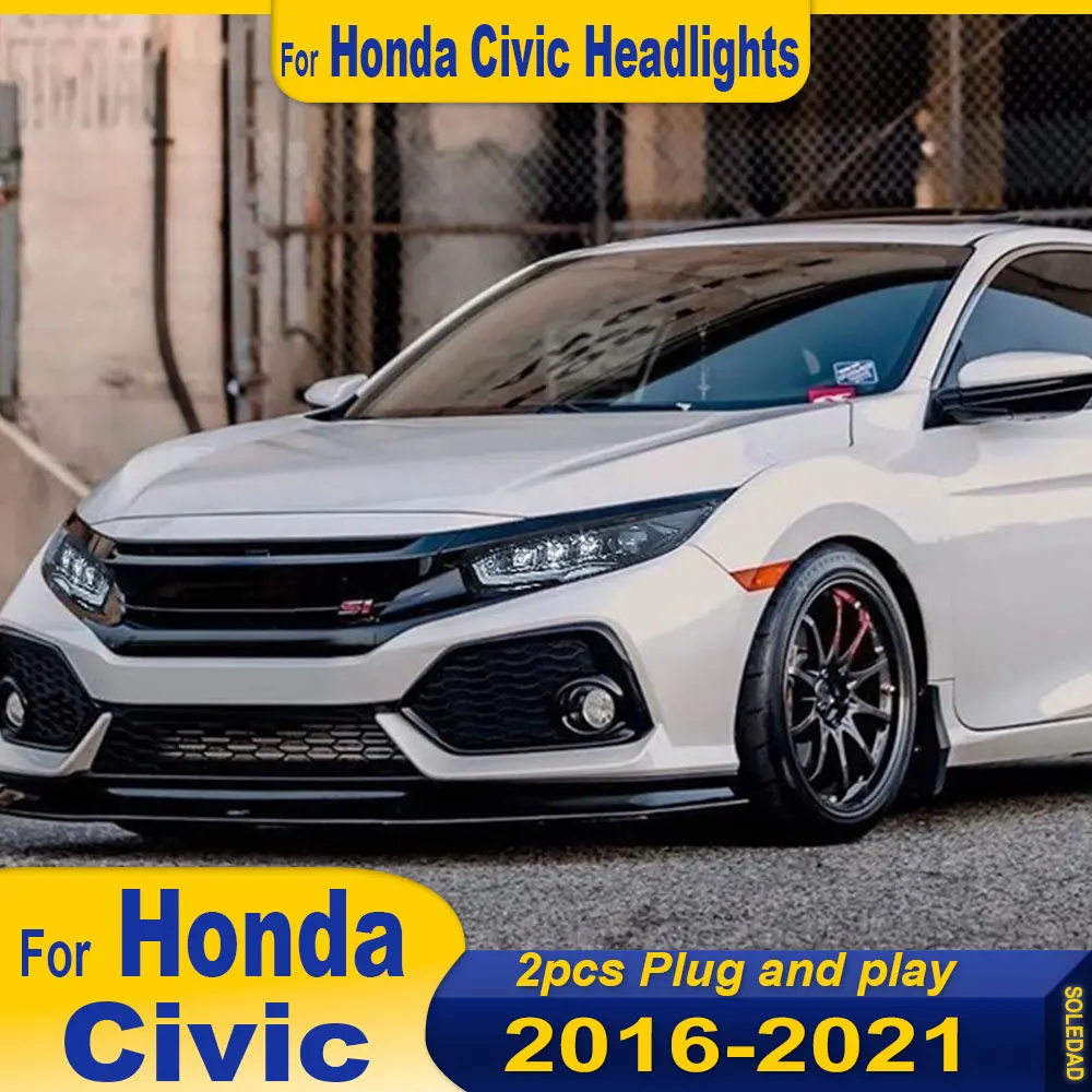 

for Honda Civic Headlights 2016 2017 2018 2019 2020 2021 Civic X LED Headlight Dynamic Signal DRL Head Lamp Auto Accessories
