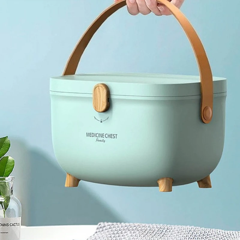Double Layer Medical Storage Box Portable First Aid Organizer Lock Lid Waterproof Large Capacity for Home Travel Use 구급함