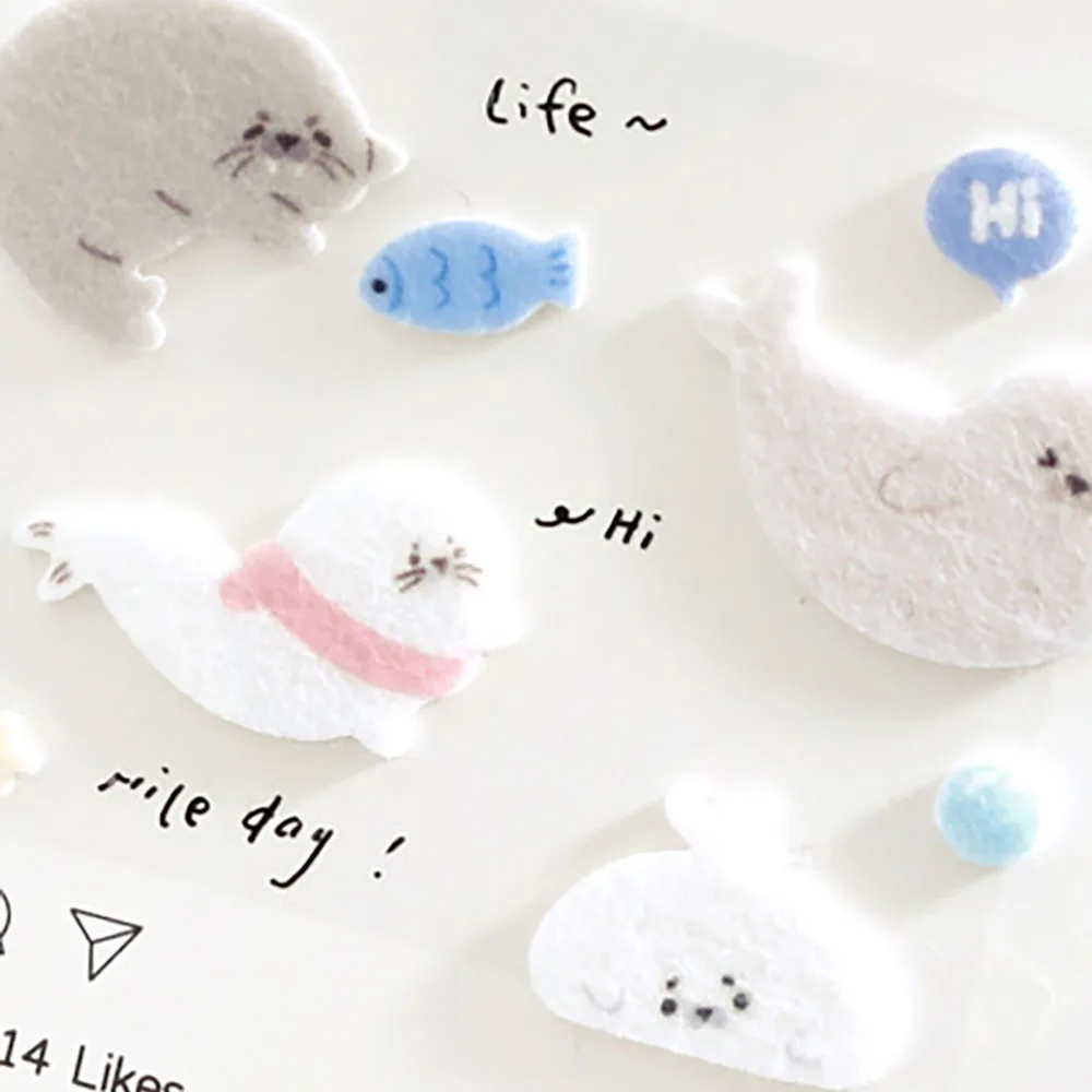 Felt stickers, polar letters, soft and cute Arctic animal patterns, DIY decorative tents, collage elements