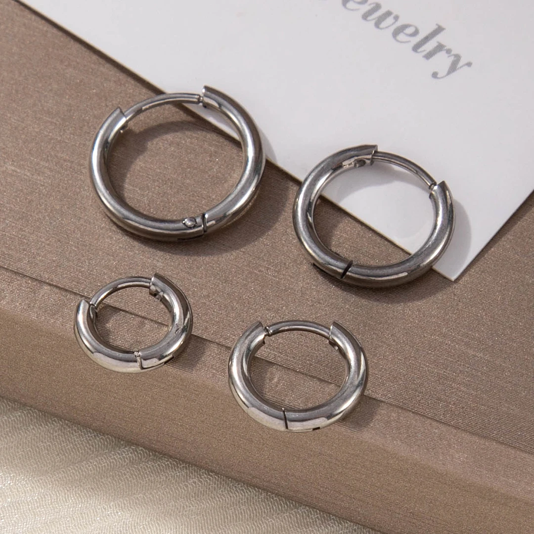 8/4Pcs/set Stainless Steel Circle Hoop Earrings for Women Classic Small Helix Hoops Loop Ring Huggie Cartilage Jewelry Gifts