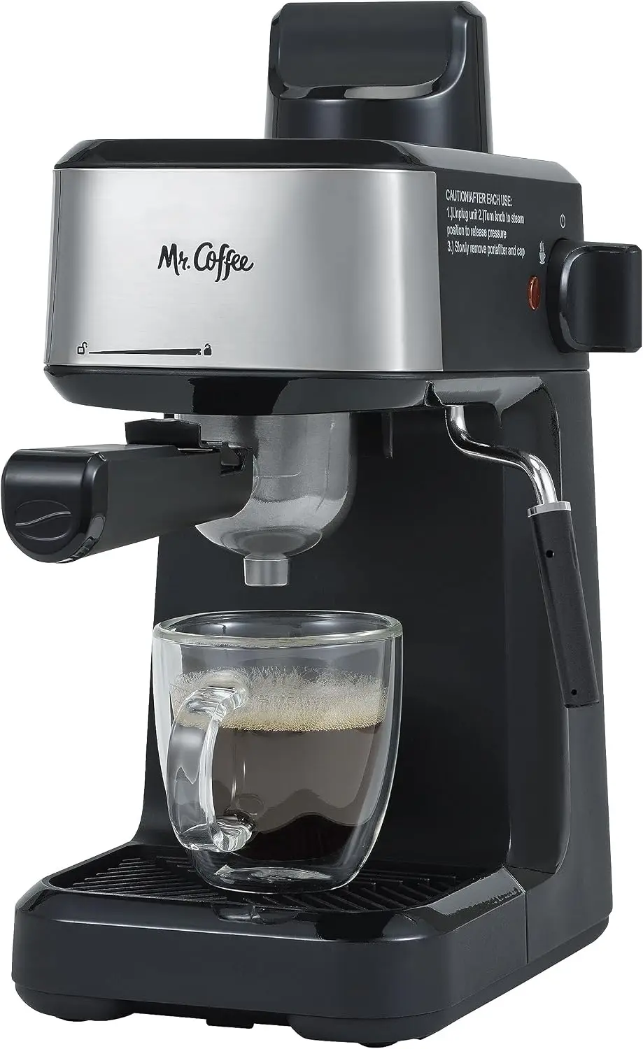 Steam Espresso, Cappuccino & Latte Maker with 4-Shot Capacity and Stainless Steel Frothing Pitcher