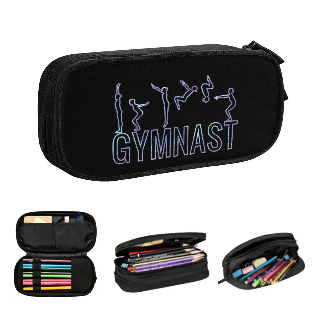 Gymnast - Holographic Pencil Cases Big Capacity Pen Bags Pen Box Pencil Pouch For Boys Girls Students Stationery School Office