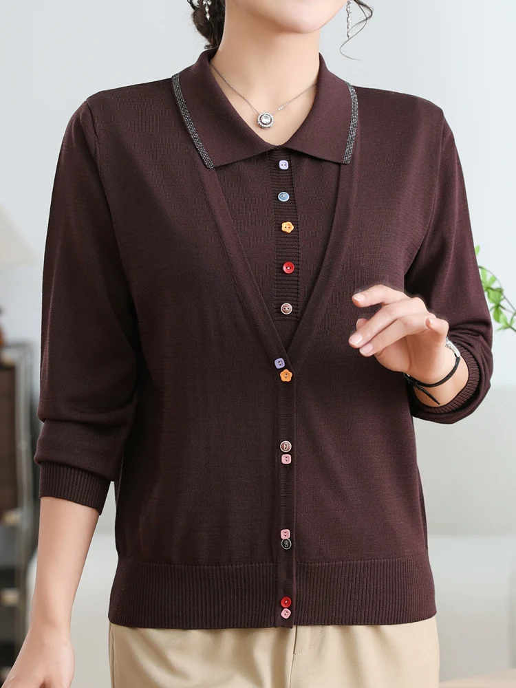 

Real Two Pieces Sets Sweater Women 2025 Spring New Long Sleeve Sweater High Quality Tshirt+Cardigan Set