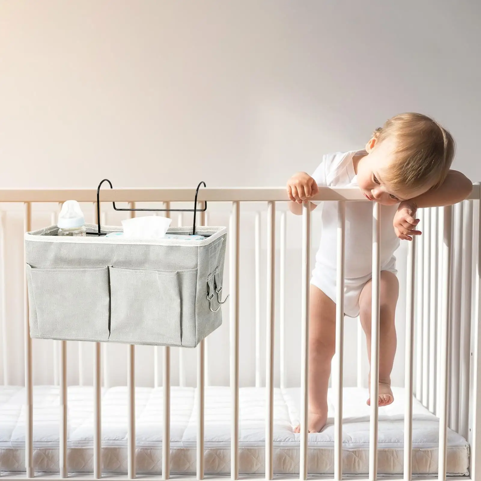 Bed Organizer Space-Saving Adjustable Bag Nursery Bedside Diaper Pocket For Dorm Bunk Bedroom Kids Room Travel Baby Bottle Toy