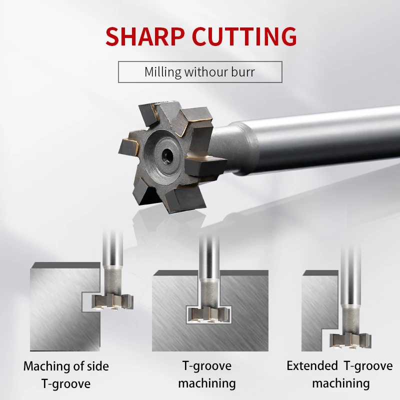 Carbide T-Slot  Milling Cutter Tungsten Steel Straight Handle Welding Edge Type Cutter YG Industrial Grade Keyway Endmills Tool