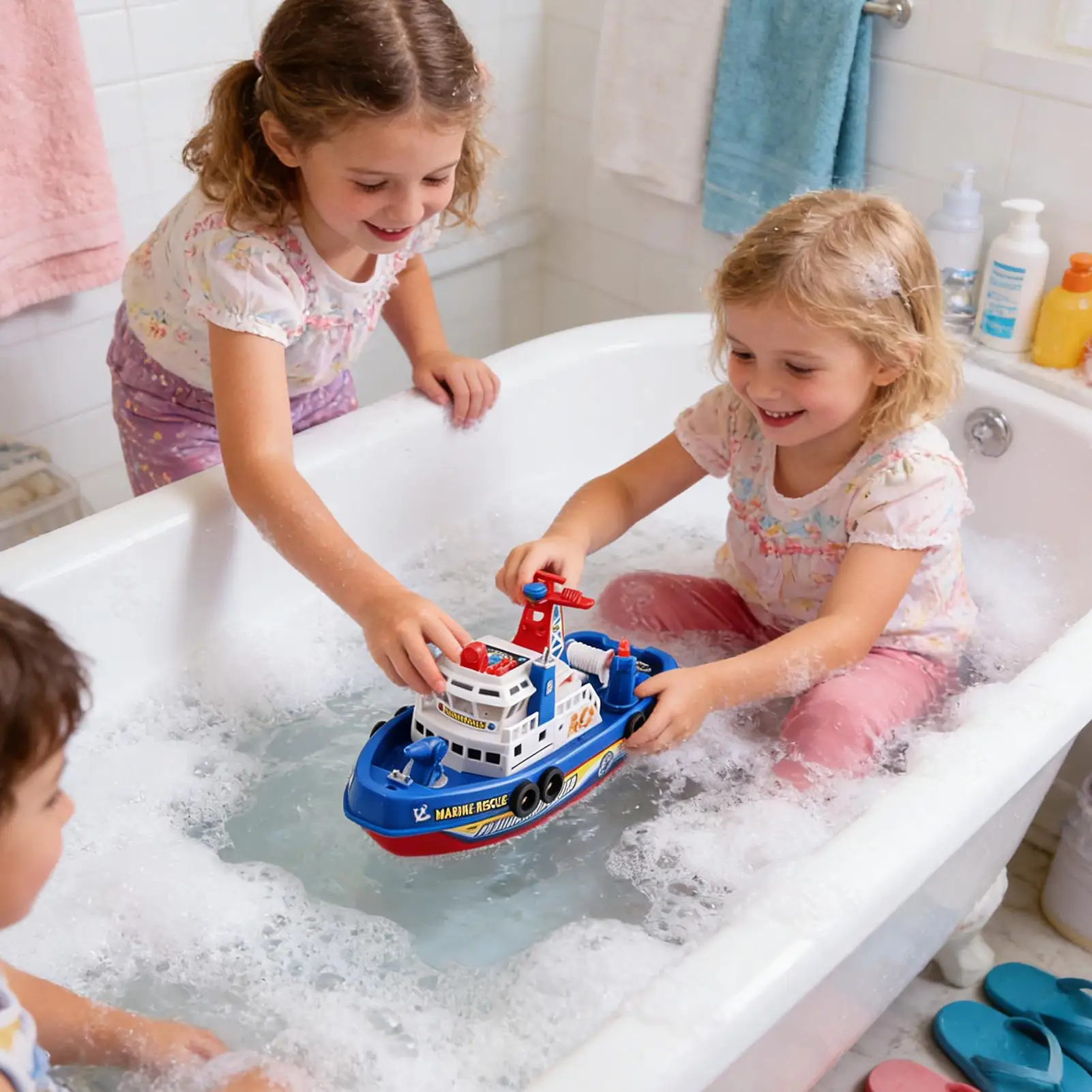 Bath Toys For Kids Electric Fire Boat For Boys Girls Water Games Party Supplies For Shower Bathtub Bathroom Swimming Beach