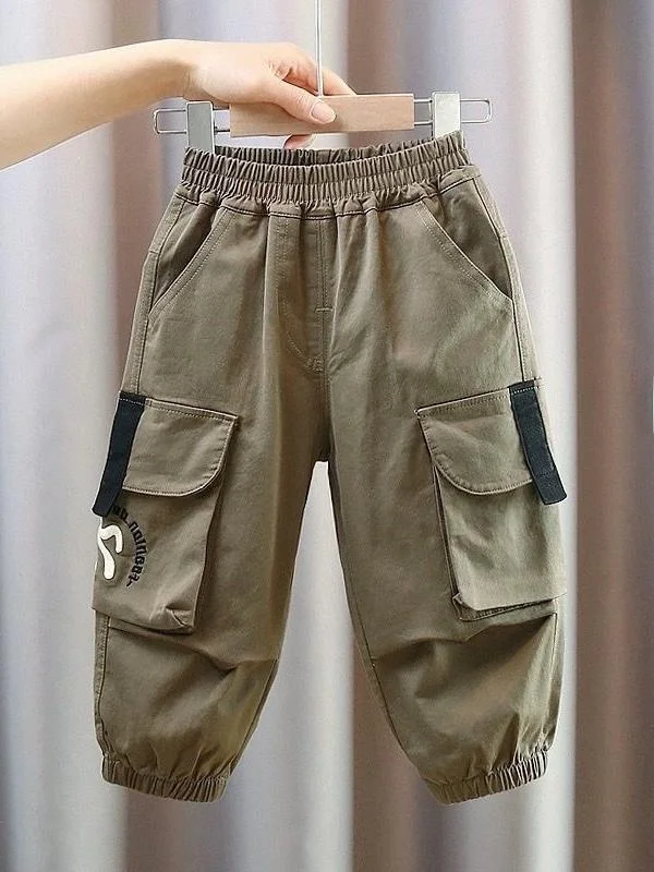 Calças casuais pretas para meninos, calças de trabalho para primavera e outono, novo estilo, roupas infantis para bebês e cri...