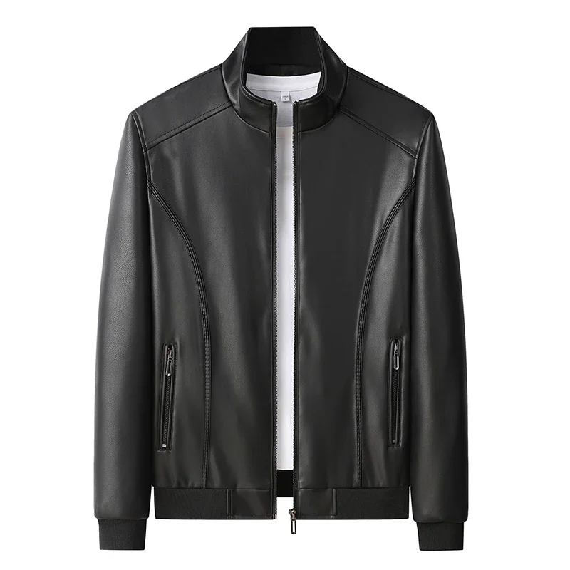 Men's Autumn Leather Jacket Bike Motorcycle Leather Jacket Fashion Trend Rider Zip Jacket Casual Street Windbreaker 8XL