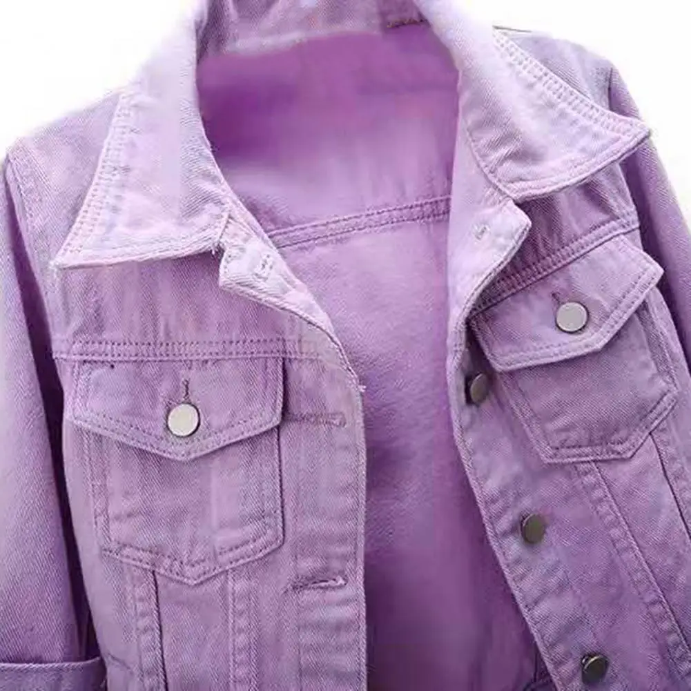 Veste d'été en Jean pour femmes, couleur unie, manteau court décontracté, demi manches, simple boutonnage, vêtements d'extérieur