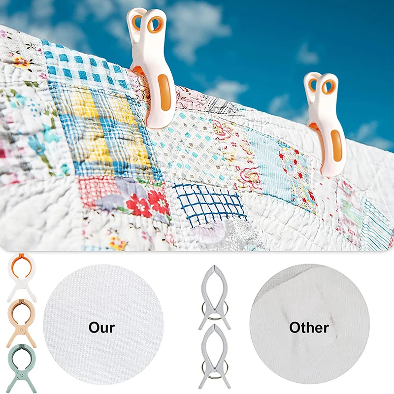 6/3pc Large Beach Towel Clips Reusable Plastic Strong Windproof Clothes Pegs Quilt Hanging Clip Non-slip Fixed Drying Clothespin