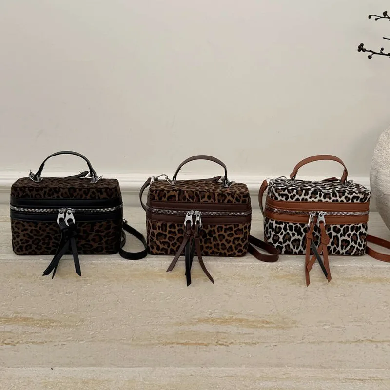 حقيبة صندوقية عصرية بطبعة الفهد لعام 2025، محفظة كتف على الطراز العتيق للنساء، حقيبة كروس هندسية فريدة من نوعها، متعددة الجيوب بوهو #1