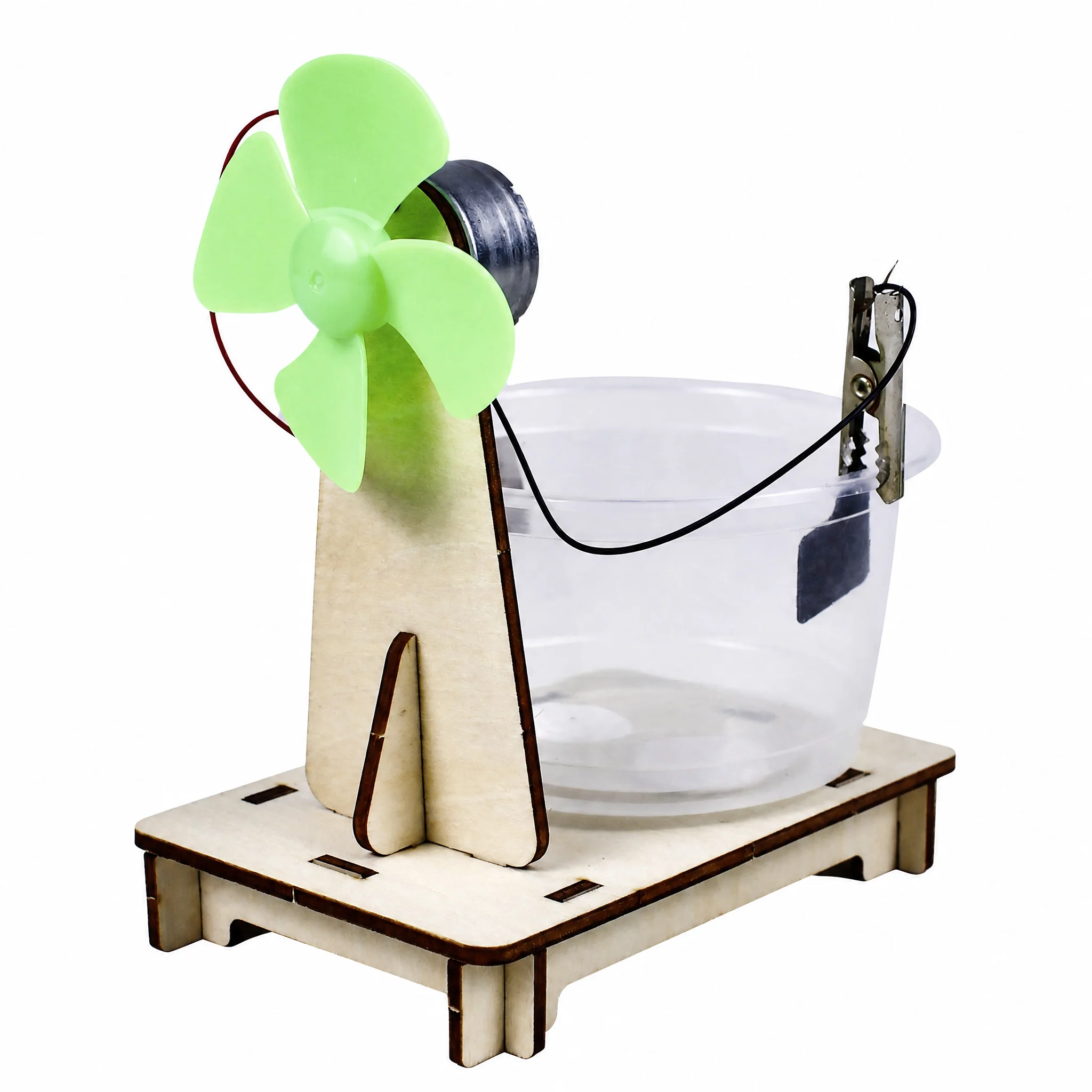 DIY Wooden Salt Water Power Fan STEM Science Experiment Kit Educational Physics Toy Kids Student School Invention Teaching Aid