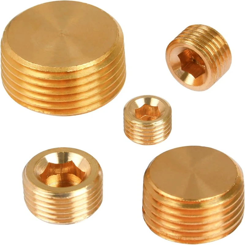 Pipe Plug Fitting,1/8 1/4 3/8 1/2 3/4In Male Internal Hex Thread Socket Pipe Plug Fitting Assortment Kit