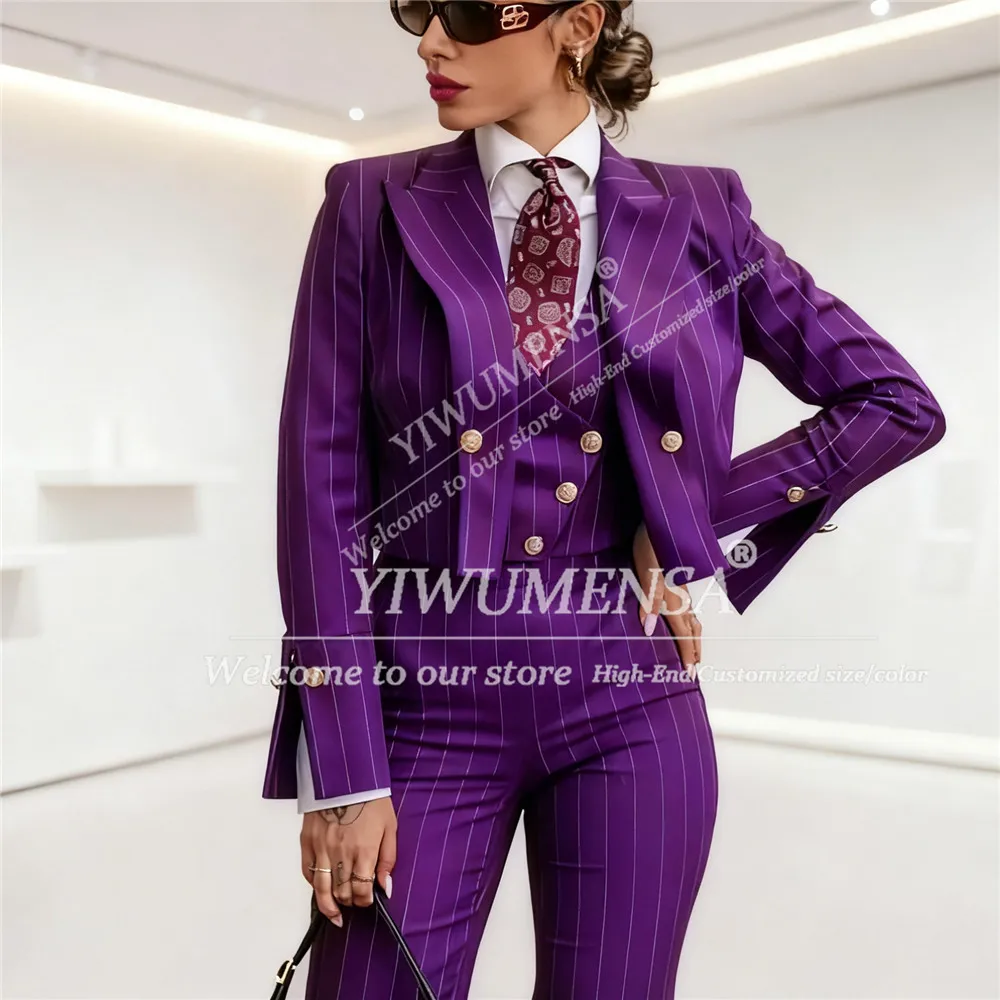 

Классические женские костюмы в полоску, комплекты из трех предметов, пиджаки для выпускного с остроконечными лацканами, наряды по индивидуальному заказу, женский деловой офисный наряд, смокинг для мамы