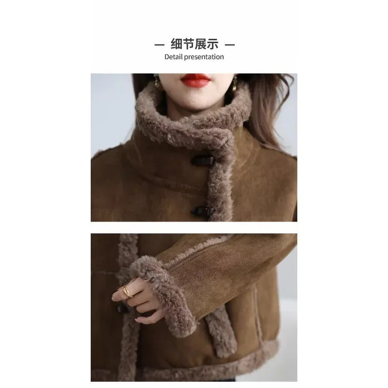 New Wool Fashion, Casual and Eco-friendly Fur Sheepskin Short Style Double-sided Sheepskin Cut Coat for Women Winter Collection.