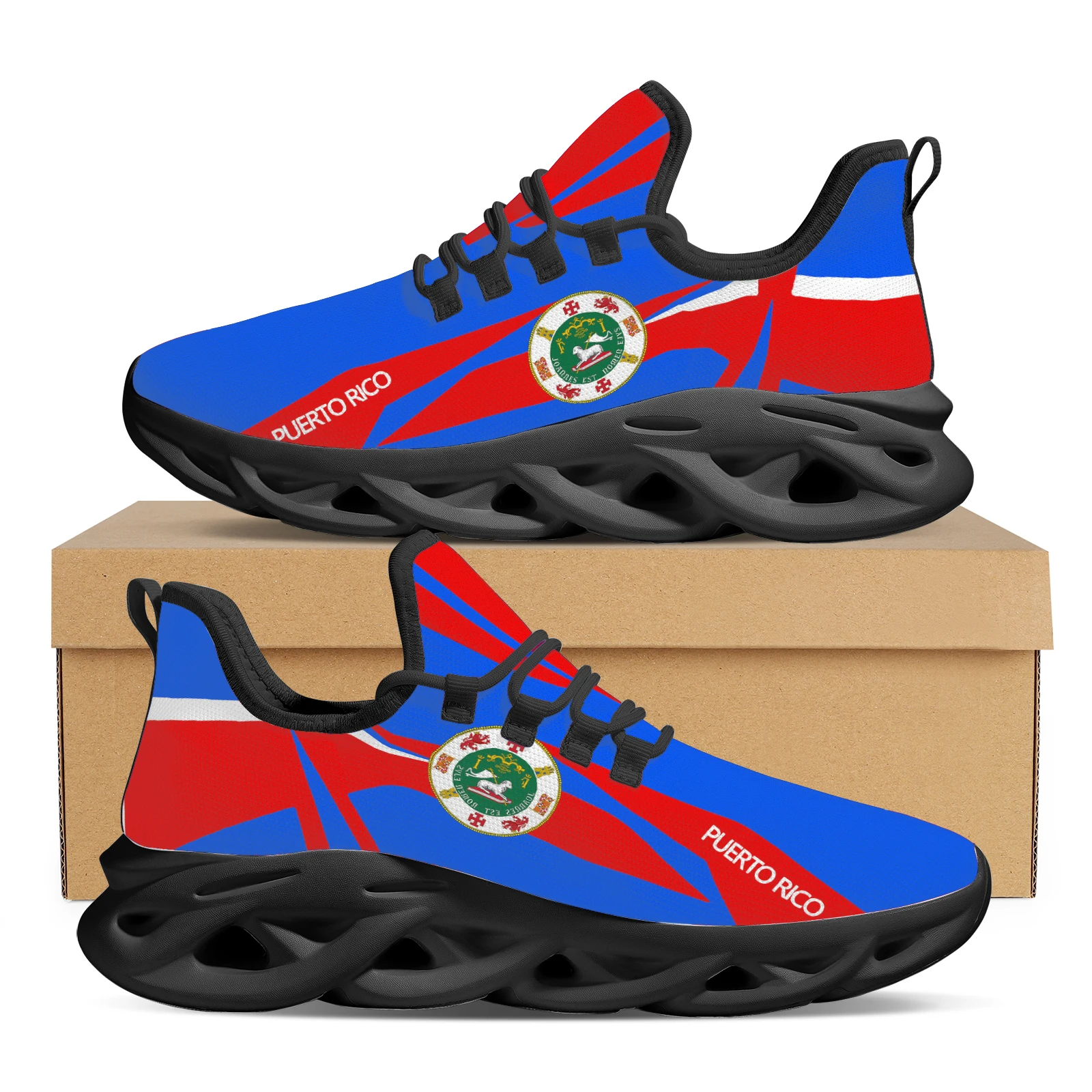 INSTANTARTS Lightweight And Breathable Sneakers With Puerto Rico Flag Print And National Emblem Sheep Design Sneakers Zapatos