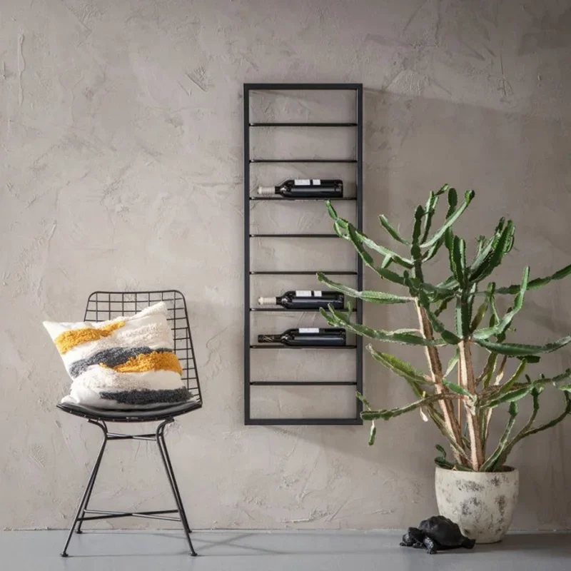 Diseño de respaldo, gabinete de vino, exhibición, pared de cocina rústica minimalista Simple, sillas de Metal estéticas para barra, muebles de Vinoteca