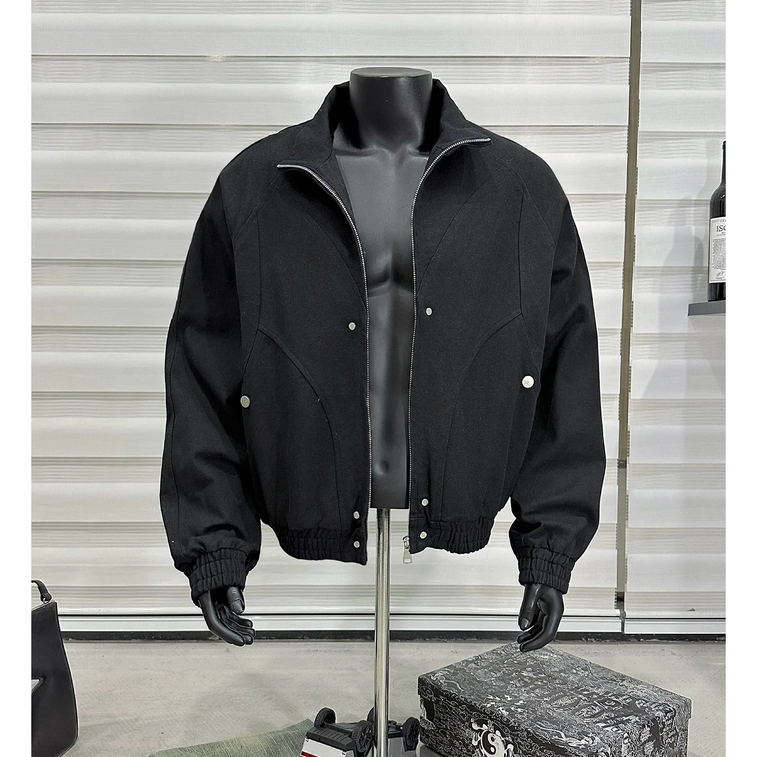 

American Retro Deconstructed Flight Jaet Men's Spring Autumn Cleanfit Stand Collar Harlequin Baseball orm Workwear