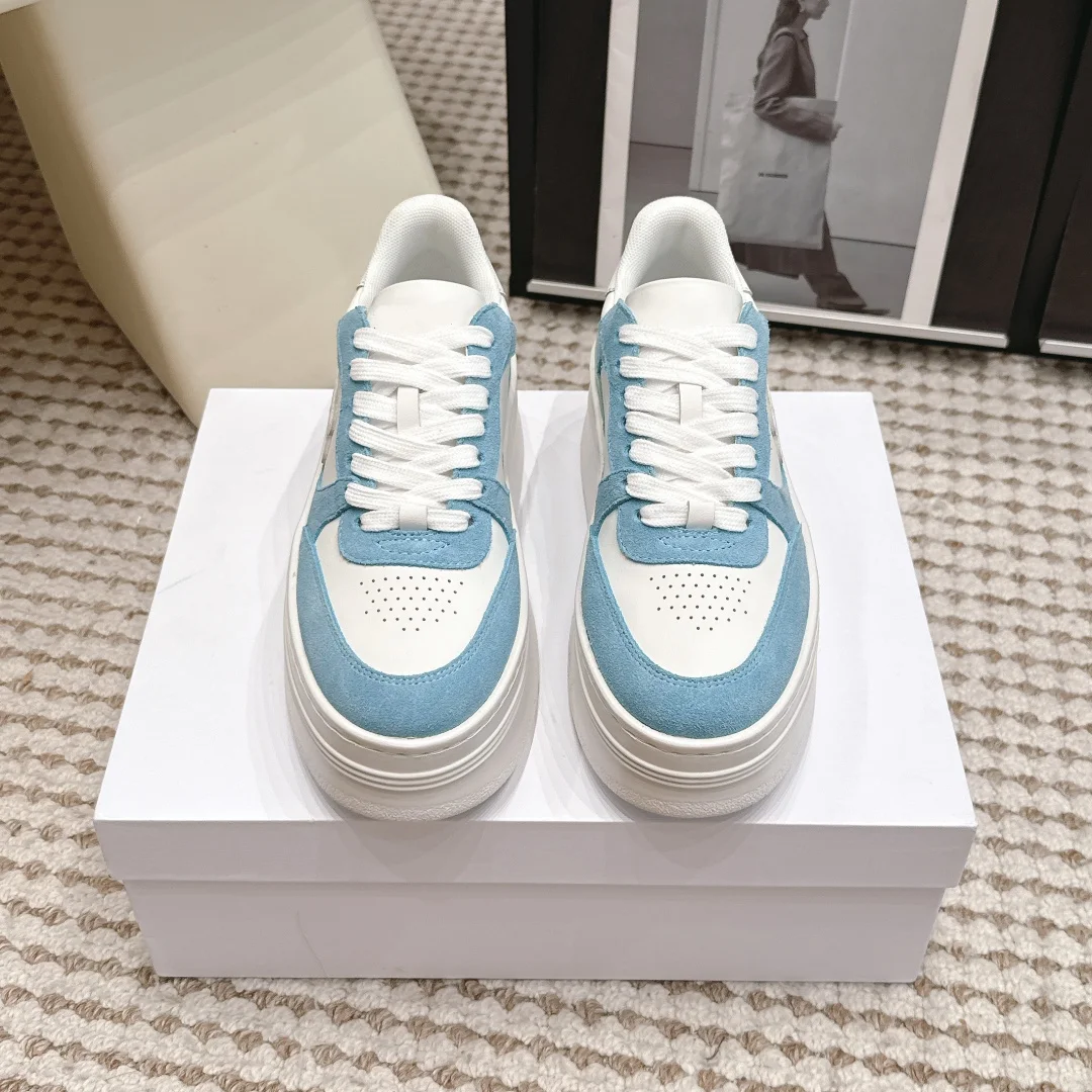 2026 Women Platform Sneakers Genuine Leather Suede Casual Shoes Low Top Lace Up Chunky Sole Fashion Streetwear Trainers Shoes - view 5