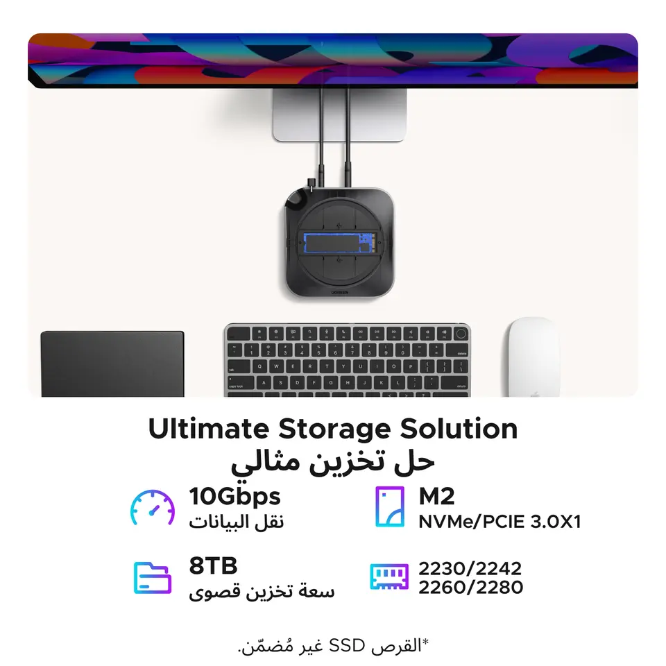 UGREEN USB HUB Docking Station for Mac Mini M4/M5/M6 M.2 NVMe SSD 8TB Max 10Gbps USB-A&C Ports SD&TF 170MB/s USB Splitter Dock - 4