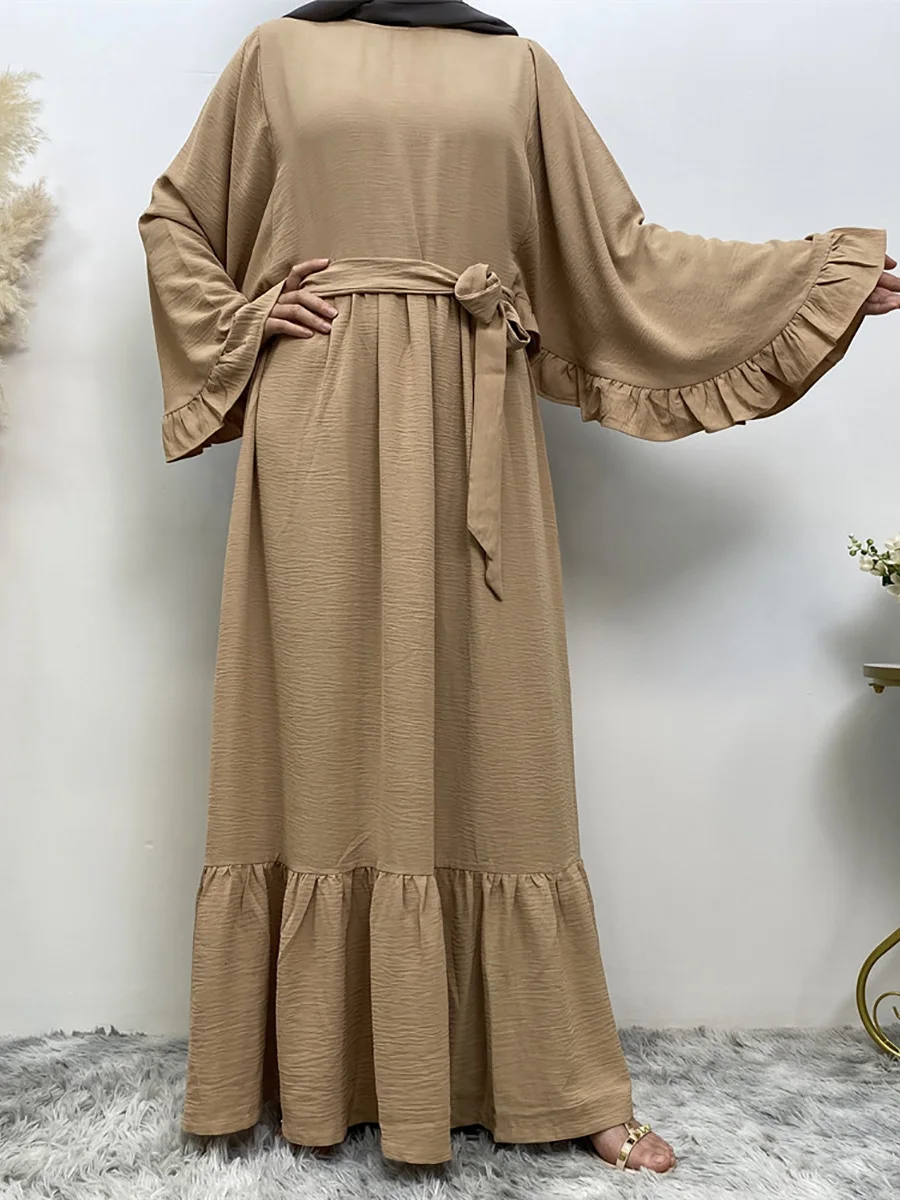 Muslim Middle East new fashion Arab Dubai solid color patchwork dress Islamic fashion women elegant dress