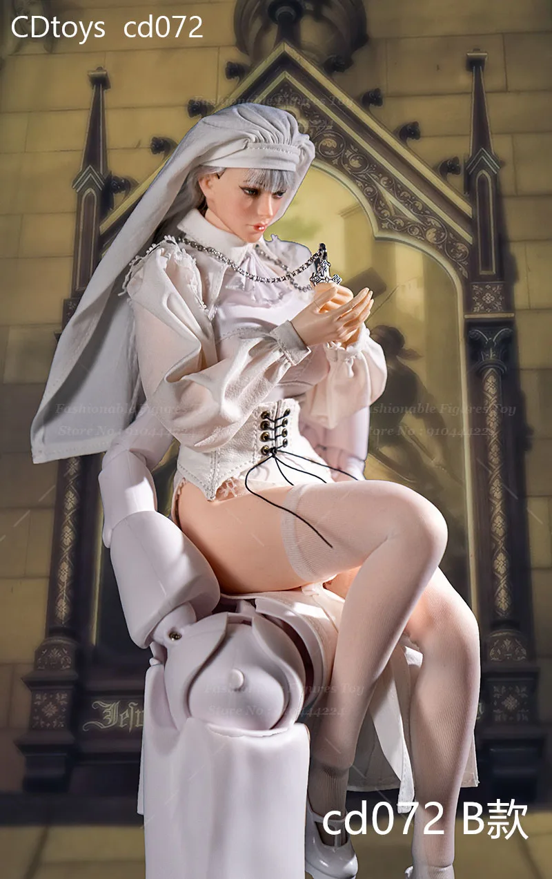 1/6 mujeres soldado clásico gótico convento monja vestido zapatos media uniforme conjunto de ropa apto para modelo de figura de acción de 12"