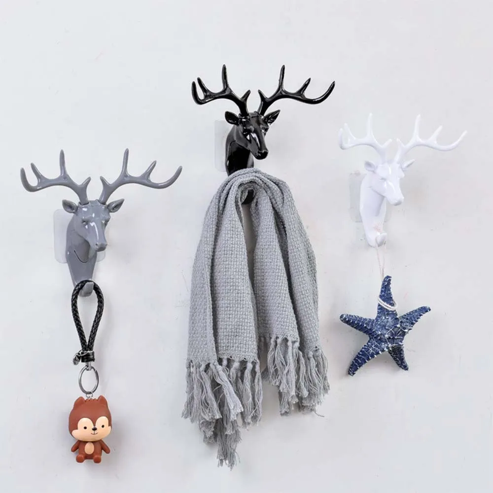 

Creative Antlers American Home Decoration Hook Personality Deer Head Punch-free Wall Sticky Hook Wall Hanging Key Elephant Hook