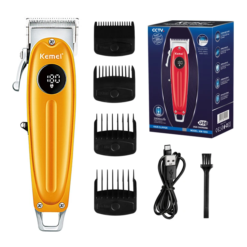 

Kemei Professional LCD Display Hair Clipper All Metal Men Electric Cordless Hair Trimmer 0mm Baldheaded T Blade Finish Haircut