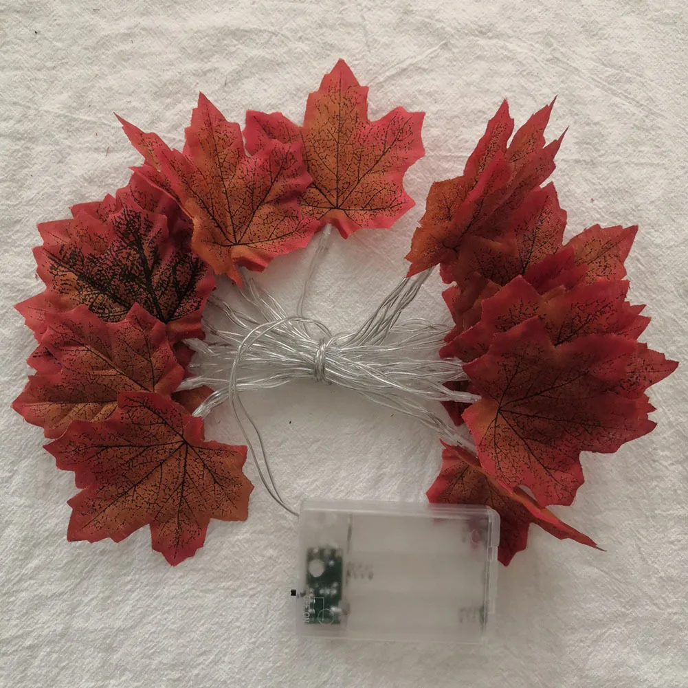 Thanksgiving Decorations For Home Maple Leaf Fall Garland With Lights Battery Operated String Lights For Holiday Halloween Decor